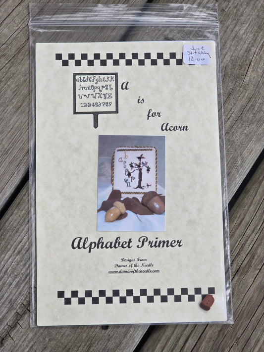 Dames of the Needle/Finger Work - Alphabet Primer - A is for Acorn - Cross Stitch Pattern