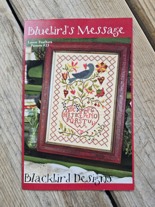 Blackbird Designs - Bluebird's Message - Loose Feathers Pattern #23 - Cross Stitch Pattern