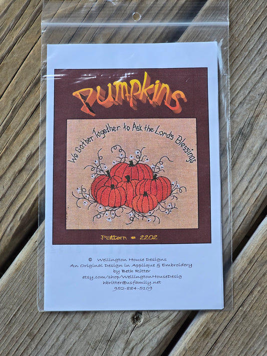 Wellington House Designs - Pumpkins - Embroidery Pattern