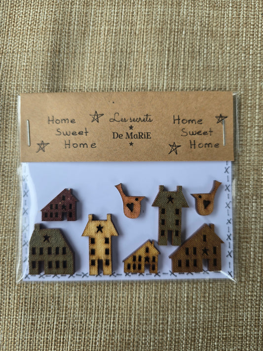 Les Secrets de Marie - Home Sweet Home Buttons with Two Birds