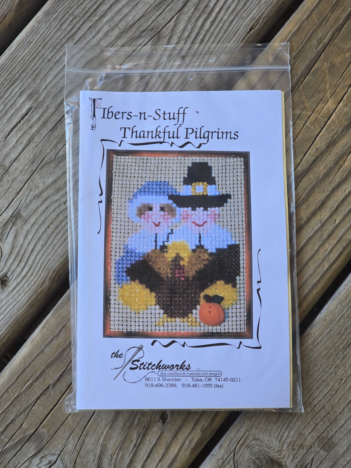The Stitchworks - Fibers-n-Stuff - Thankful Pilgrims - Cross Stitch Kit