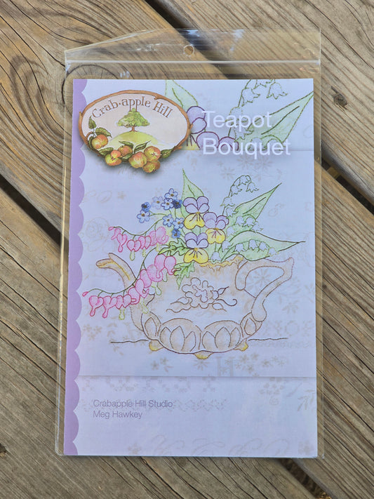 Crab-apple Hill - Teapot Bouquet - Embroidery Pattern