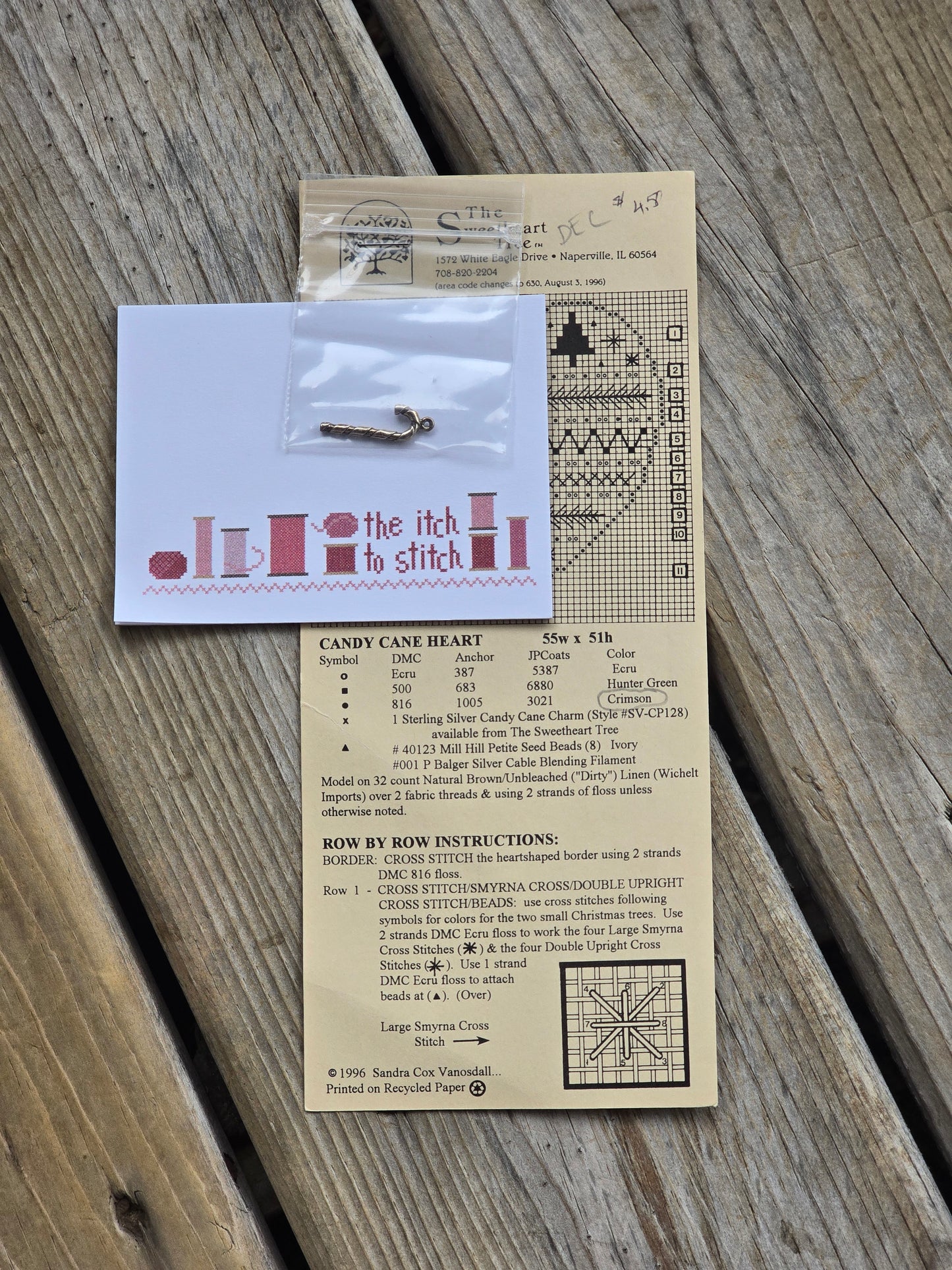 The Sweetheart Tree - Candy Cane Heart - Cross Stitch Pattern