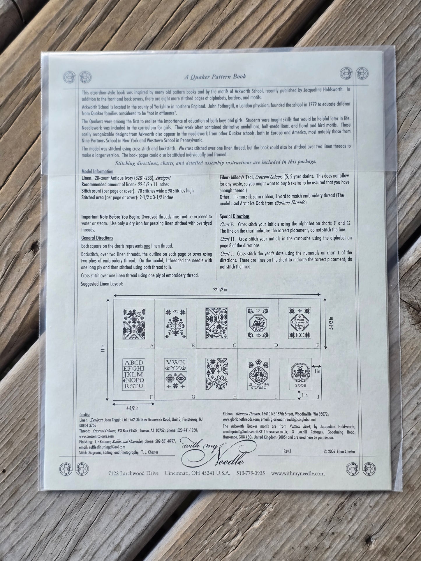 With My Needle - A Quaker Pattern Book - Cross Stitch Pattern