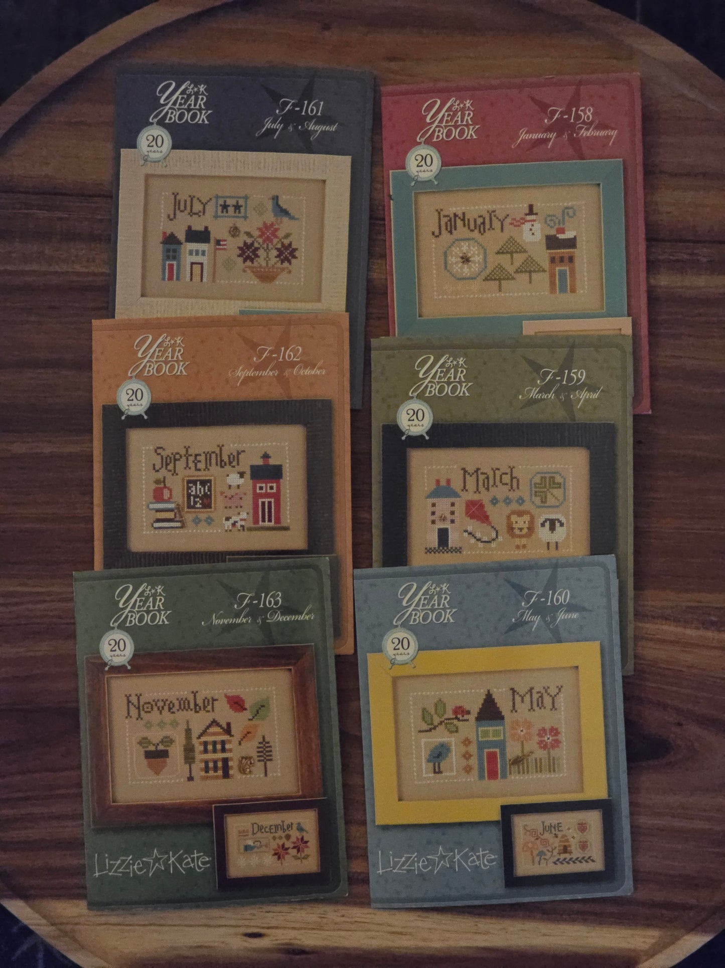 Lizzie Kate - LK Yearbook - January-December - F158-163 - Cross Stitch Patterns Set