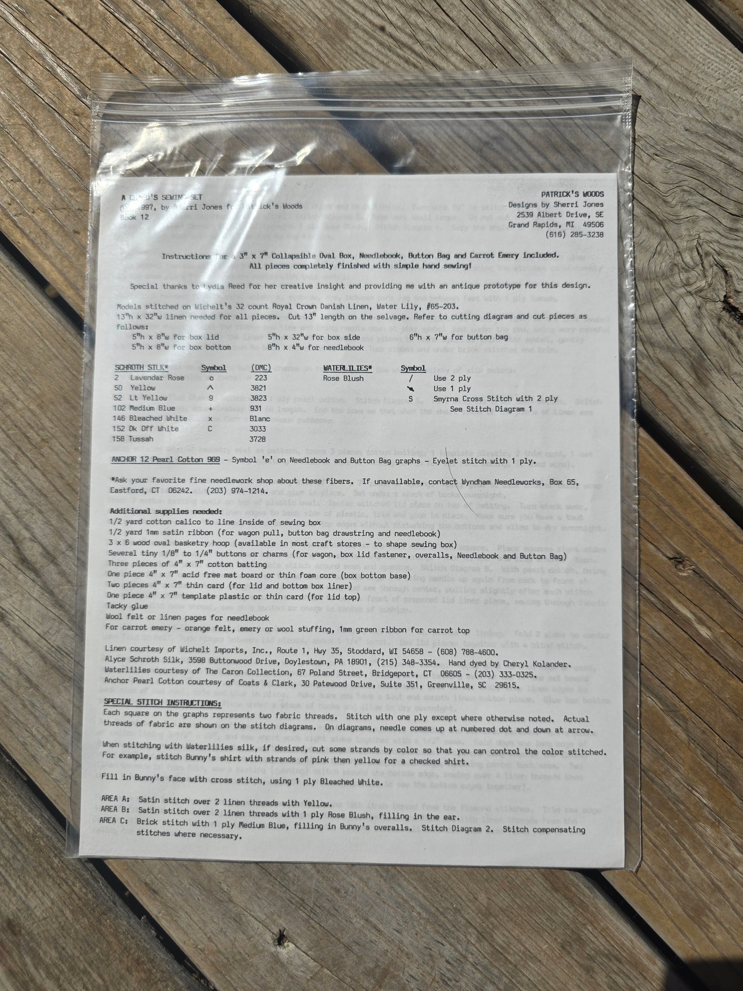 Patrick's Woods - A Child's Sewing Set - Cross Stitch Pattern
