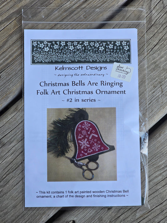 Kelmscott Designs - Christmas Bells Are Ringing - Folk Art Christmas Ornament - #2 in Series - Cross Stitch Pattern