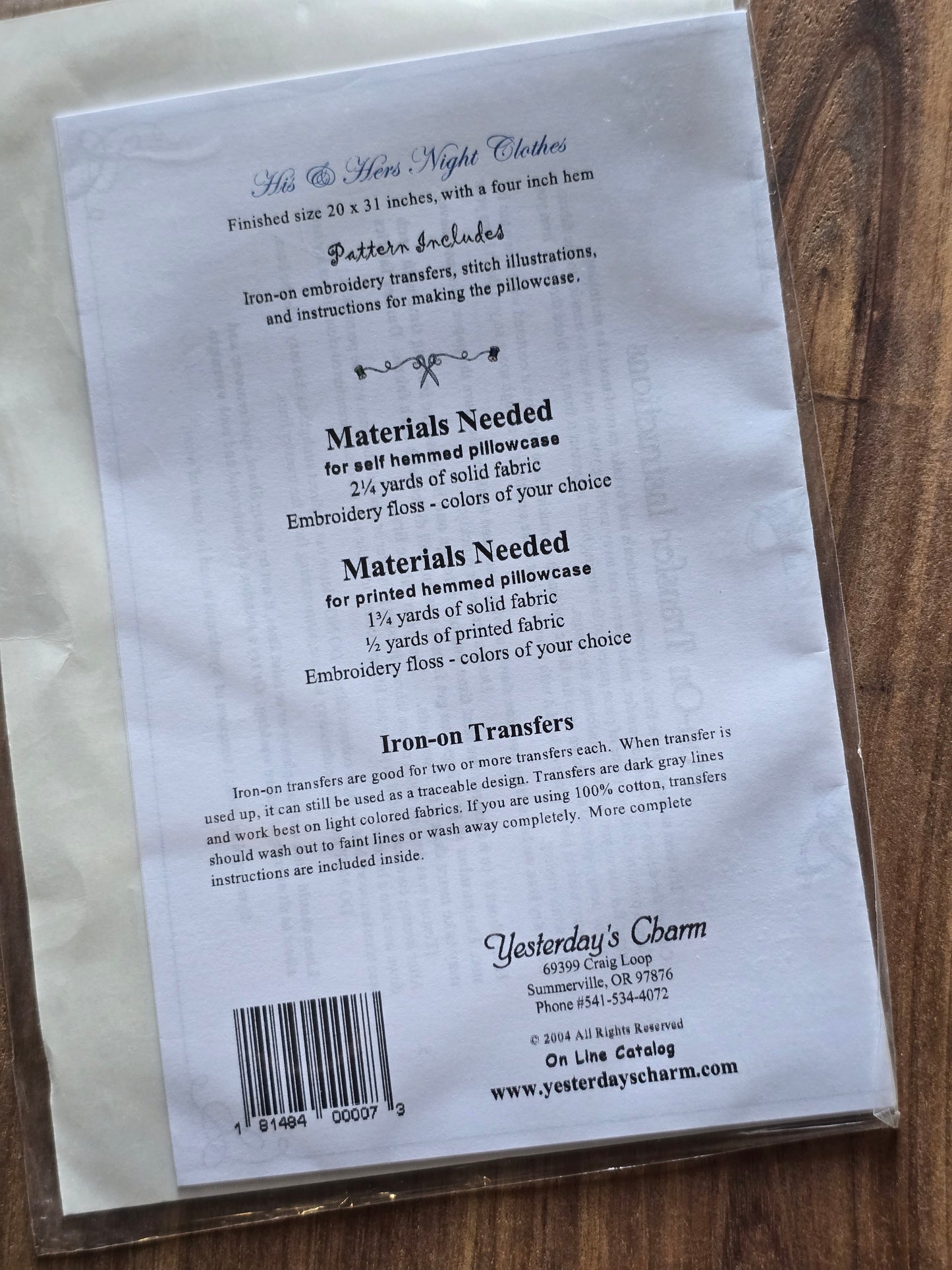 Yesterday's Charm - His & Hers Night Clothes - Quilt Pattern