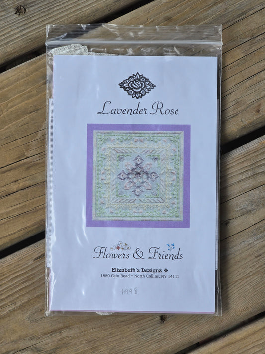Elizabeth's Designs - Flowers & Friends - Lavender Rose  - Completed Cross Stitch