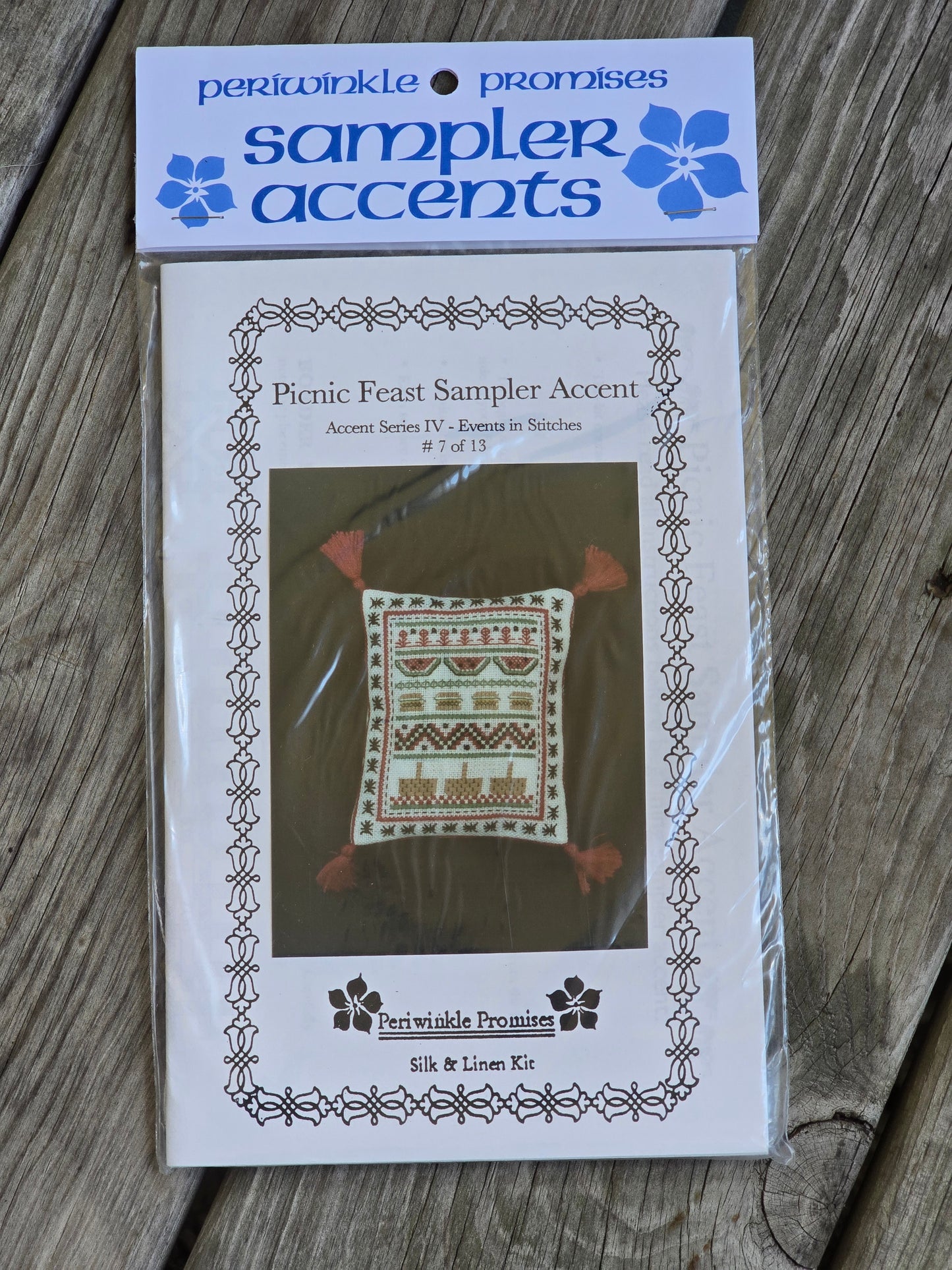 Periwinkle Promises - Picnic Feast Sampler Accent - Sampler Accents - Cross Stitch Kit