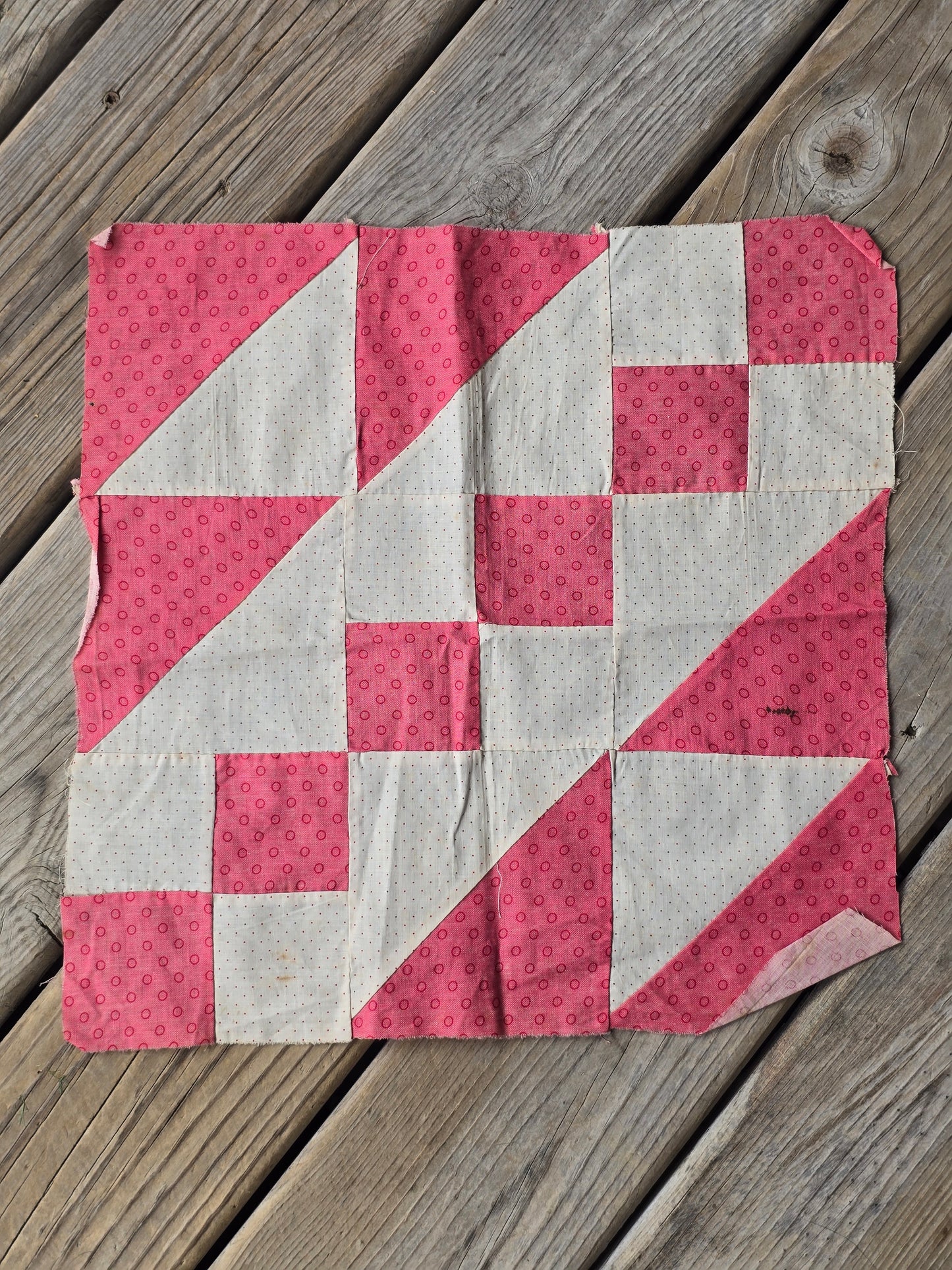 Antique Mixed Lot of Hand Pieced Quilt Blocks - Set of 3