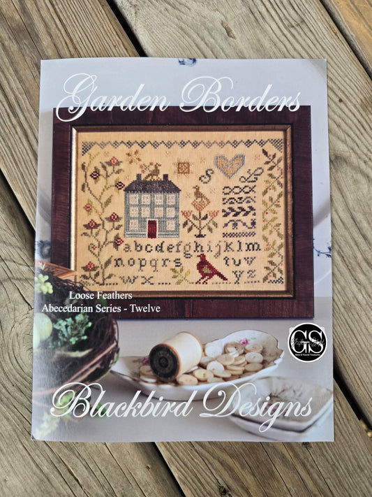 Blackbird Designs - Garden Borders - Loose Feathers Abecedarian Series - Twelve - Cross Stitch Pattern