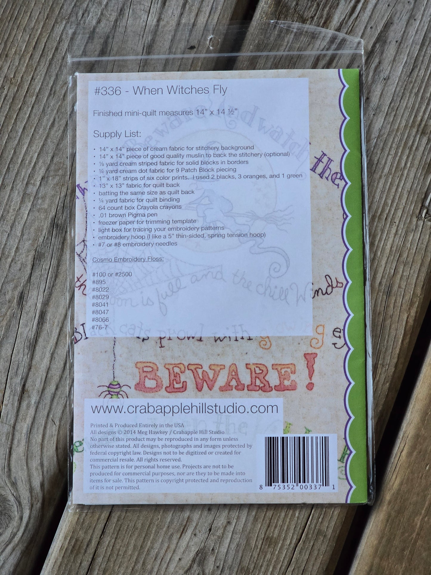 Crab-apple Hill - When Witches Fly - Quilt Pattern