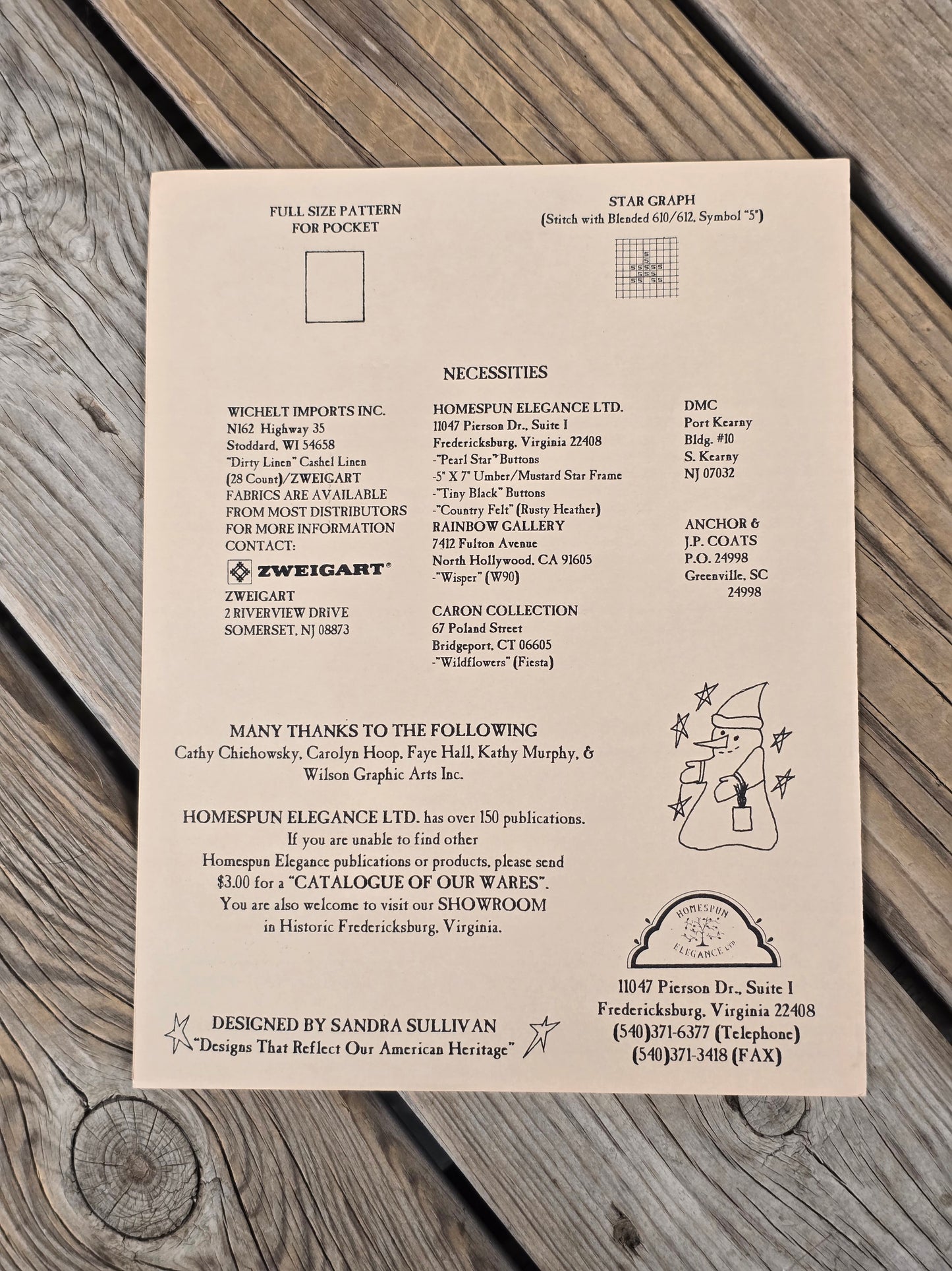 Homespun Elegance - Plain & Fancy Collection - Star Flakes Snowman - Cross Stitch Pattern