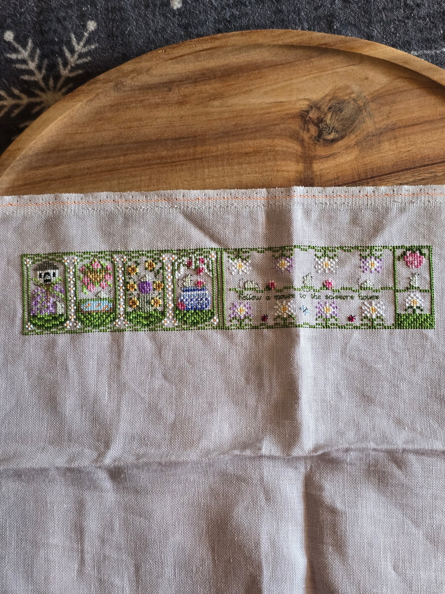Designer Unknown - Follow a Mouse to the Scissors House - Completed Cross Stitch