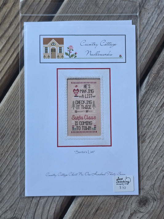 Country Cottage Needleworks - Santa's List - Cross Stitch Pattern