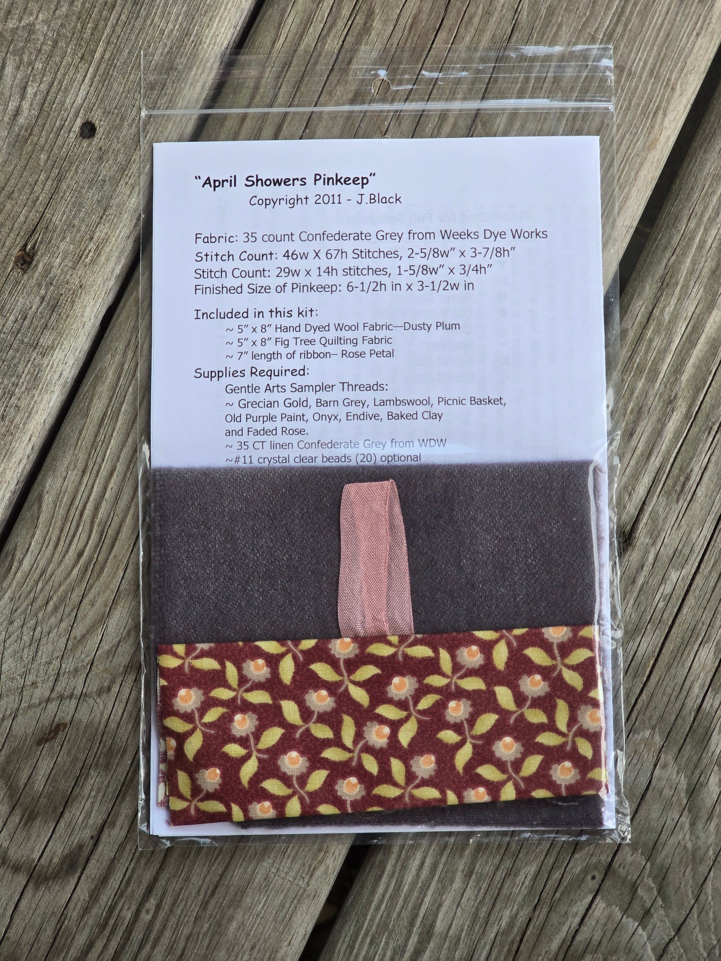 Island Cottage NeedleArts - April Showers Pinkeep - Wool Stuffie - Cross Stitch Kit