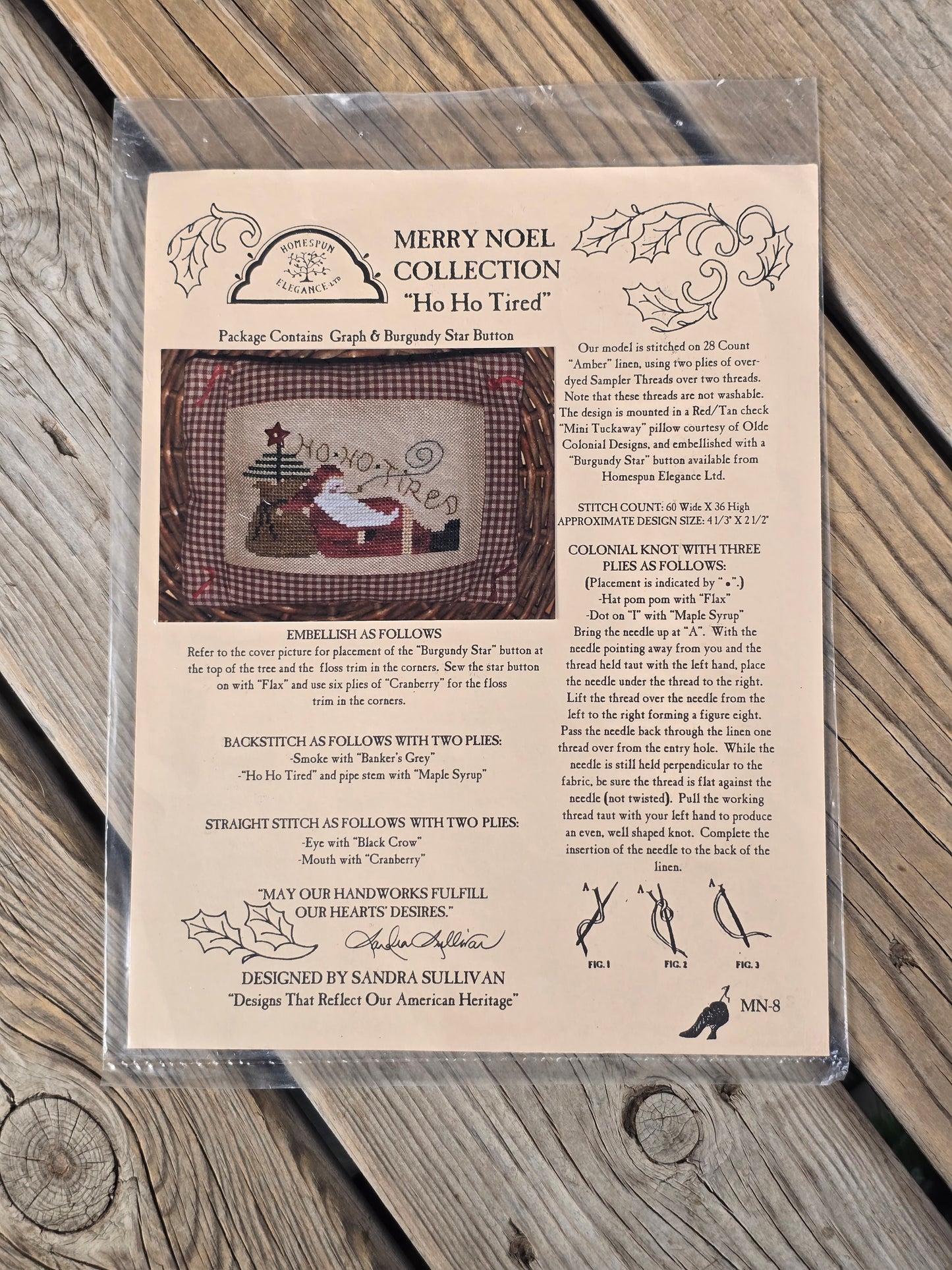 Homespun Elegance - Merry Noel Collection - Ho Ho Tired - Cross Stitch Pattern