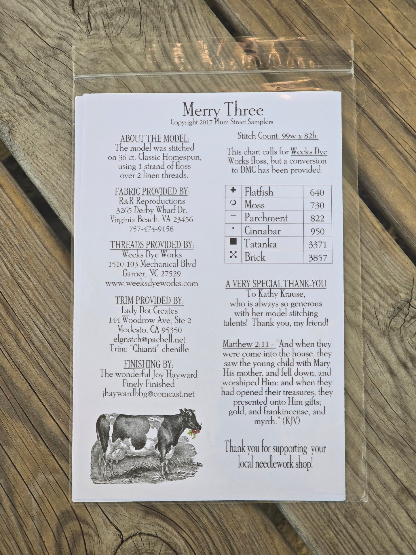 Plum Street Samplers - A Bowl Full of Merries - Merry Three - Cross Stitch Pattern