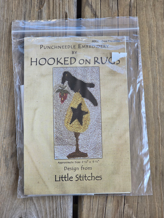 Hooked On Rugs - Little Stitches - Crow Pincushion - Embroidery - Punchneedle Pattern