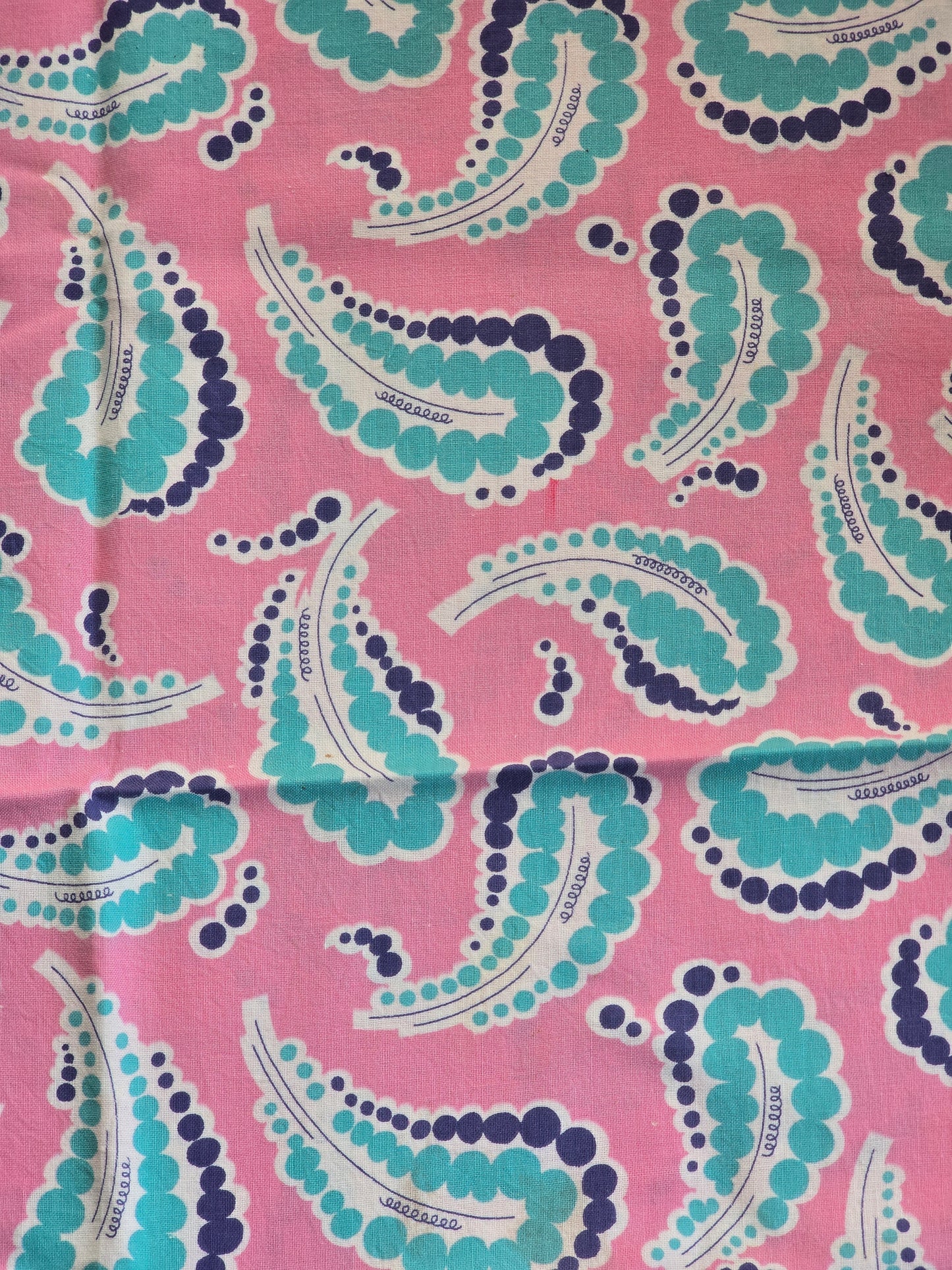 Pink, Mint and Blue Paisley - Linens - Feed Sack