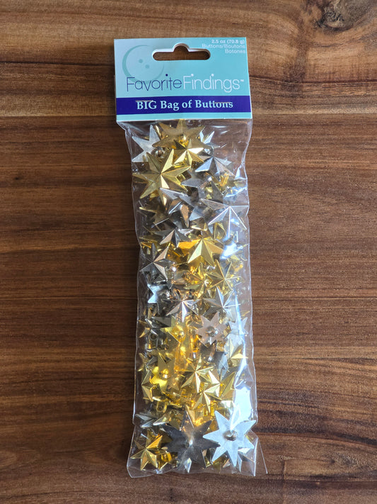 Favorite Findings - Gold and Silver 7 Point Star Buttons