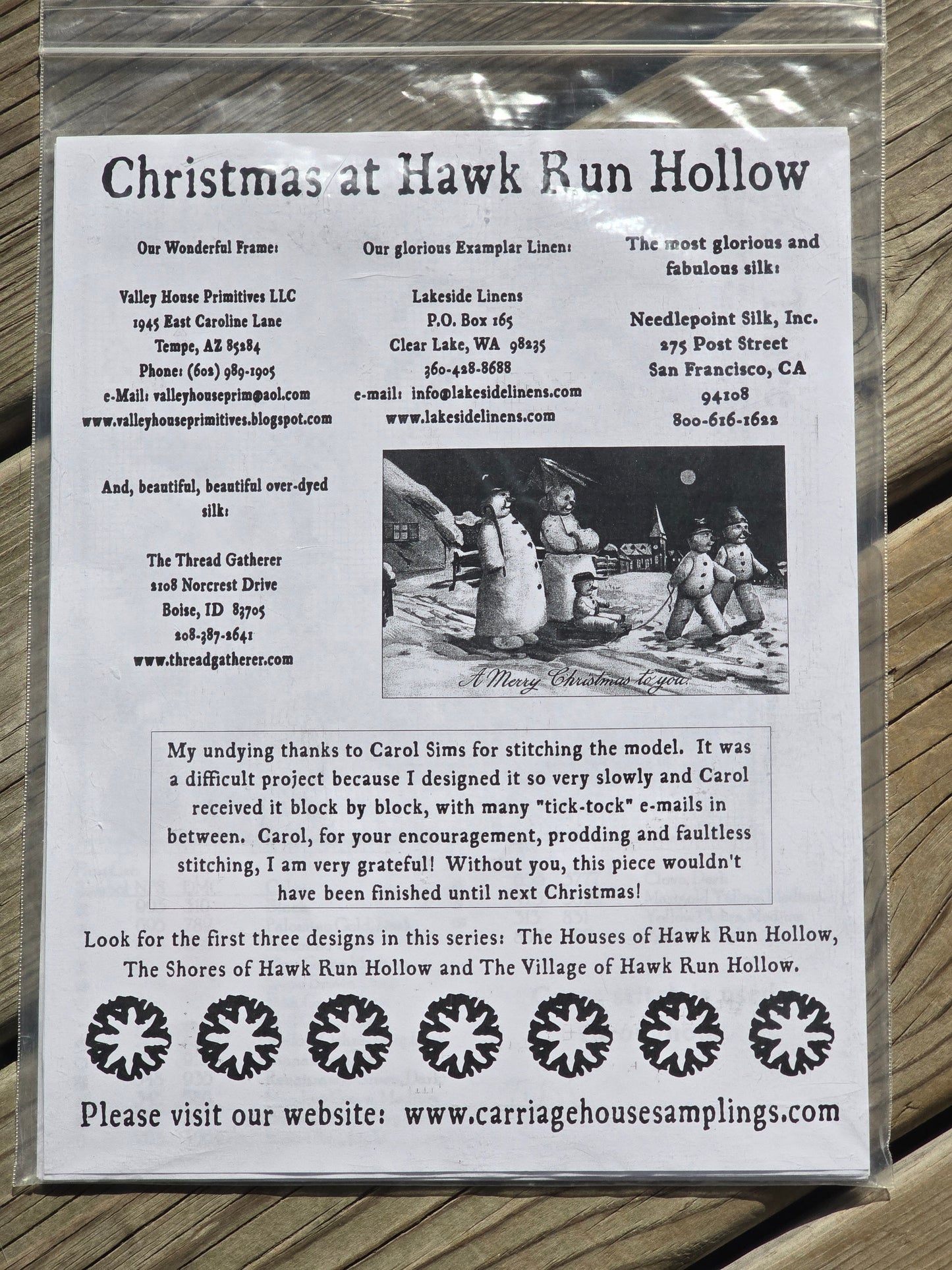 Carriage House Samplings - Christmas at Hawk Run Hollow - Cross Stitch Kit