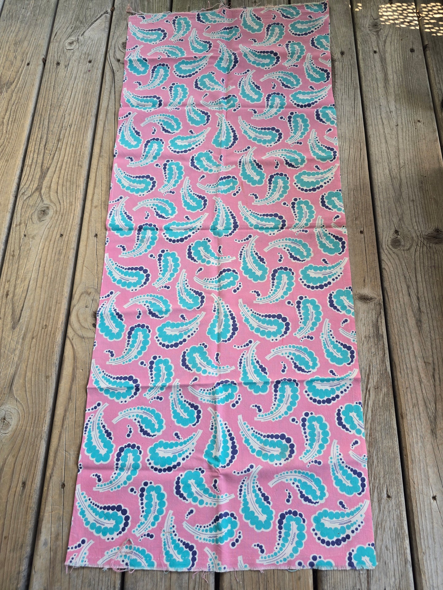 Pink, Mint and Blue Paisley - Linens - Feed Sack