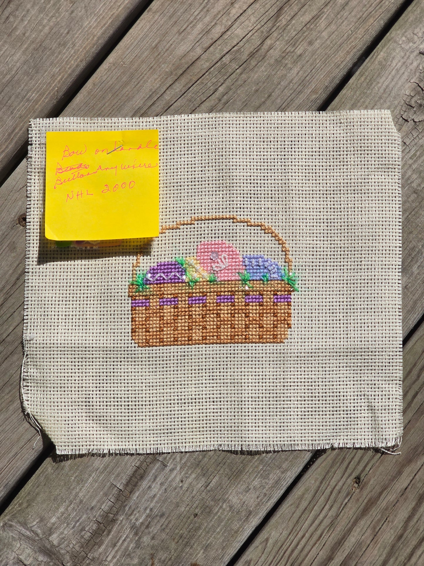 Designer Unknown - Easter Basket - Completed Cross Stitch
