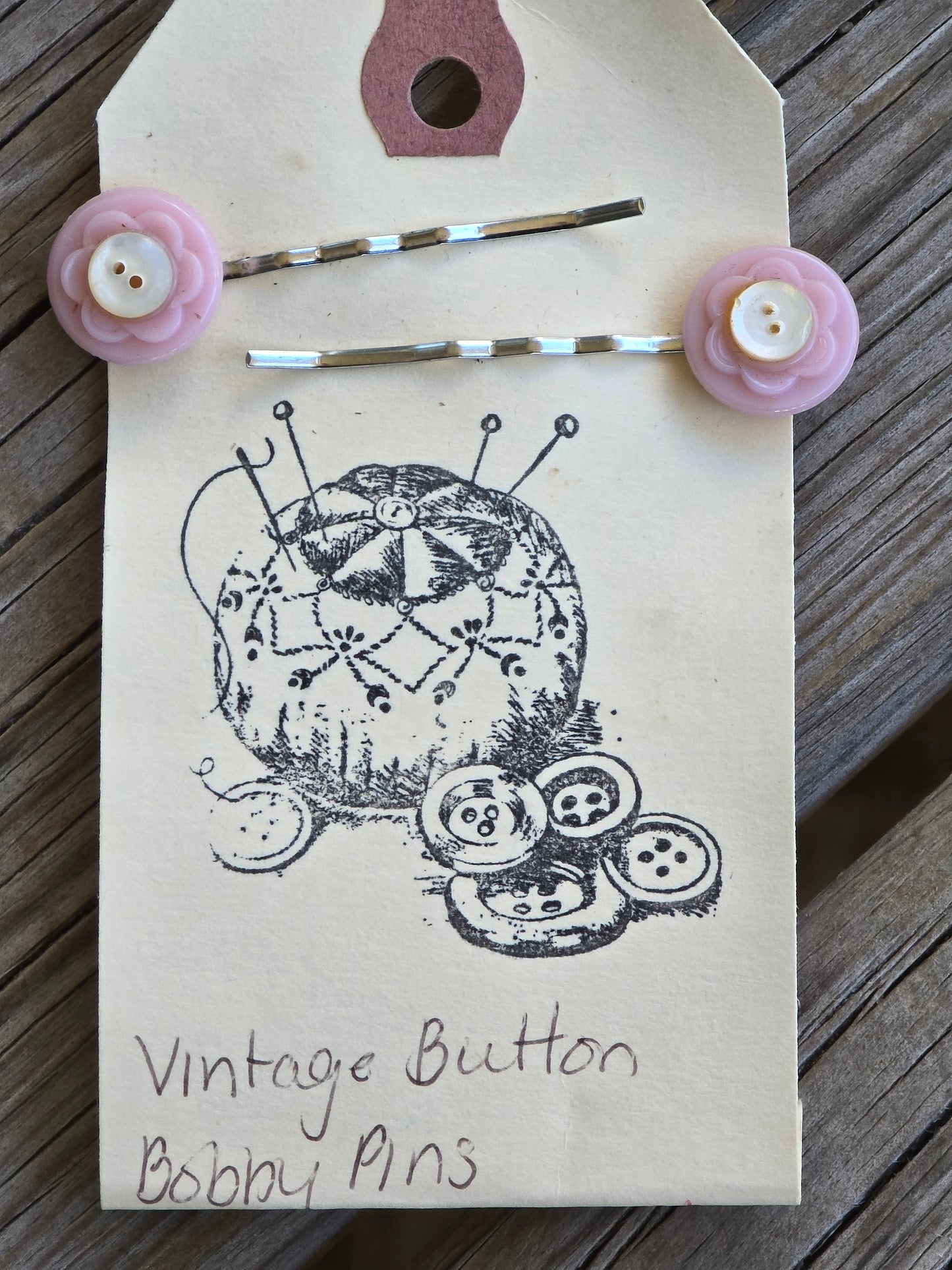 Vintage Button Bobby pins