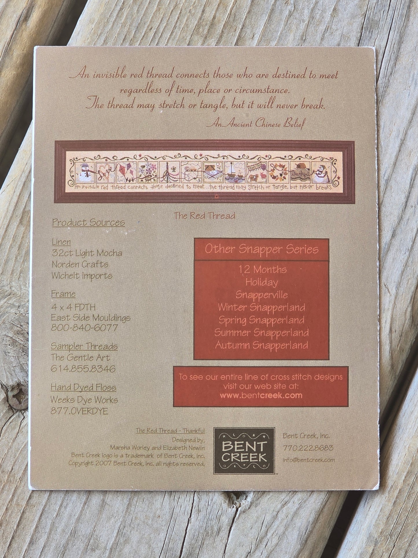Bent Creek - Snappers - The Red Thread - Thankful - Cross Stitch Pattern