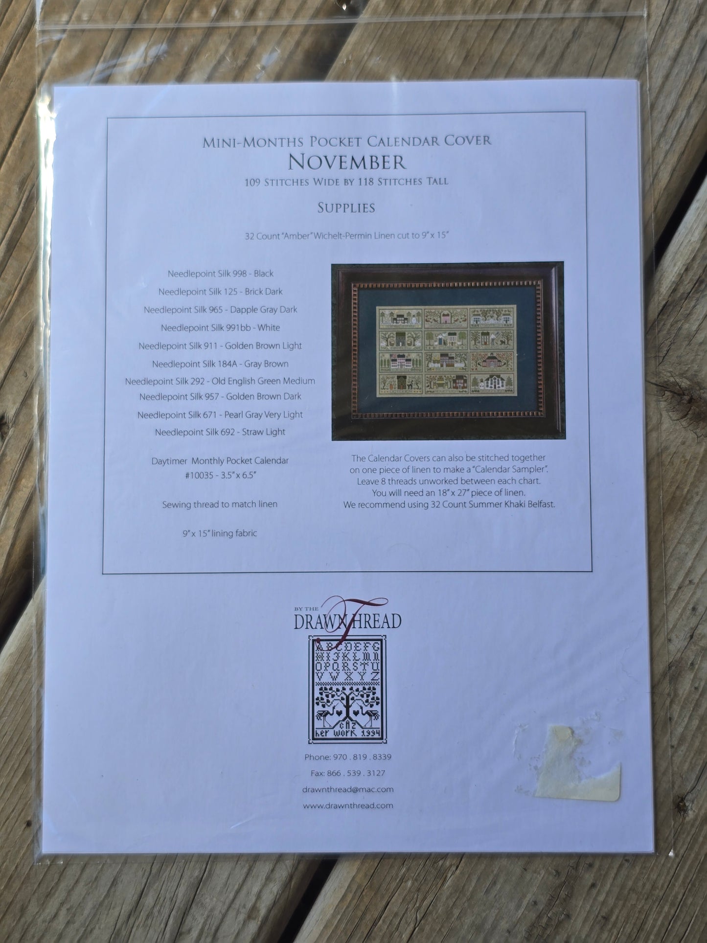 The Drawn Thread - Mini-Months - Pocket Calendar Cover - November - Cross Stitch Pattern