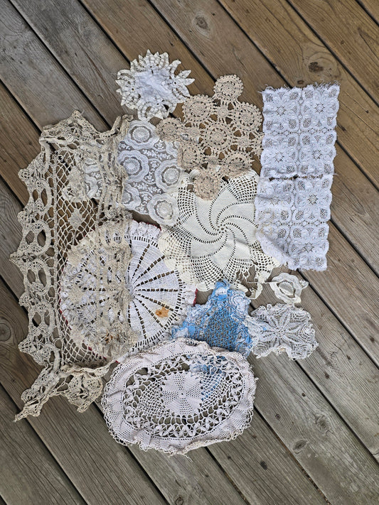 Vintage Linens - Doily Re-Purpose Bundle -  (Set of 11) - #04