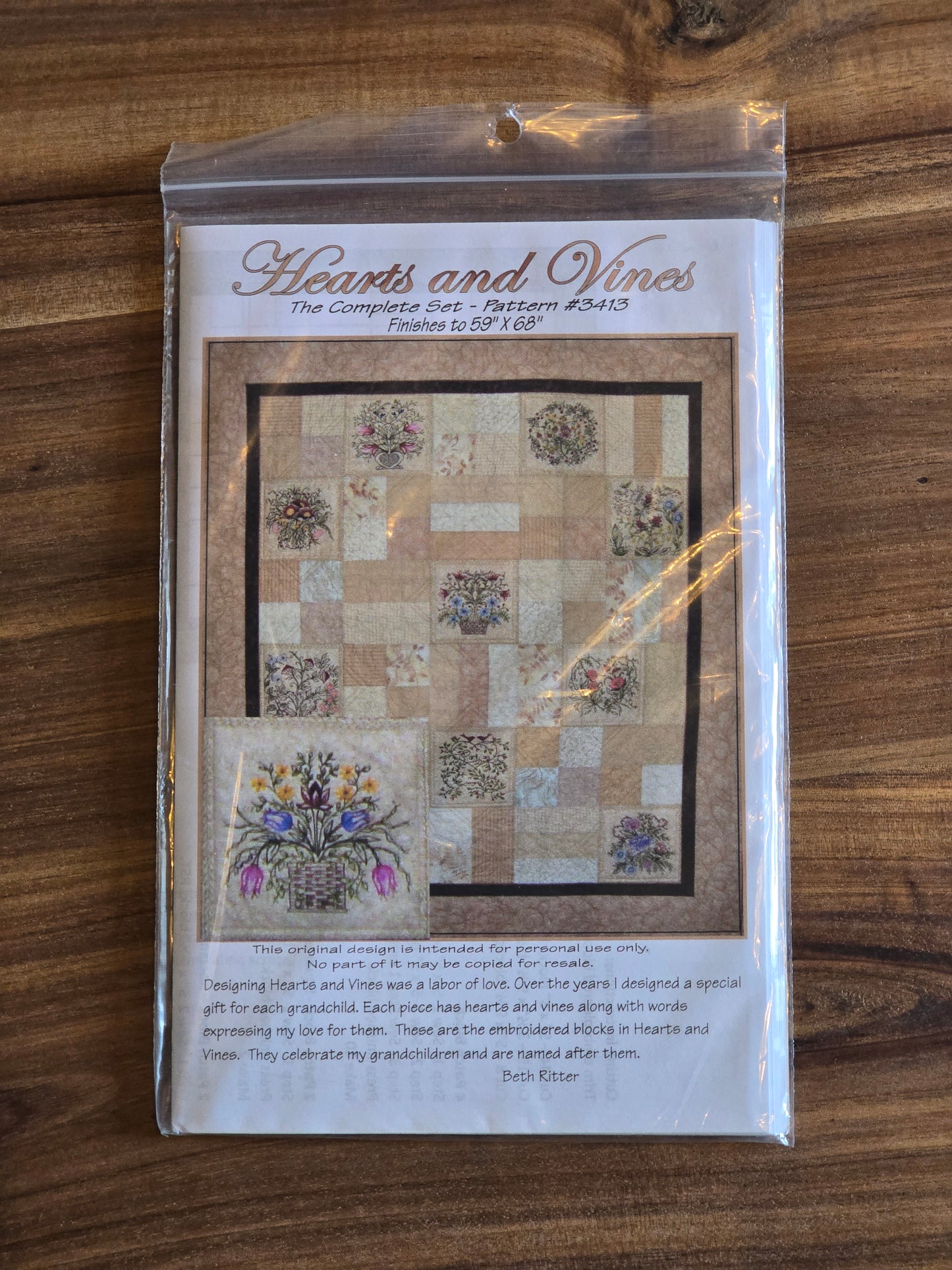 Wellington House Designs - Hearts and Vines - Embroidery and Quilt Pattern