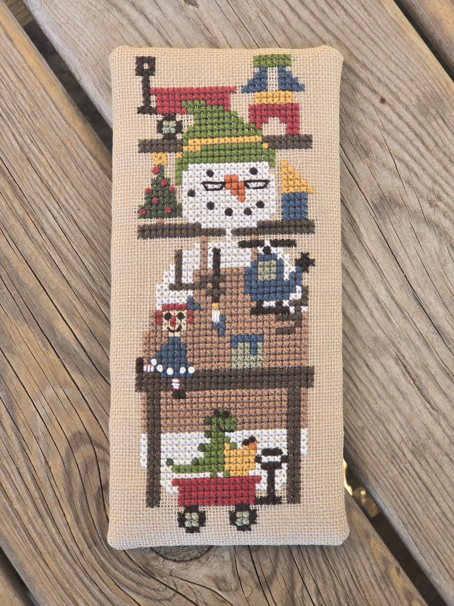 Toy Shop Snowman - Completed Cross Stitch