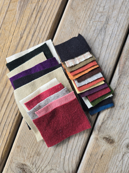 Petals and Blooms - Hand-Dyed Wool Grab Bags - 6 4" Squares, 6 3" Squares, 15 2" Squares