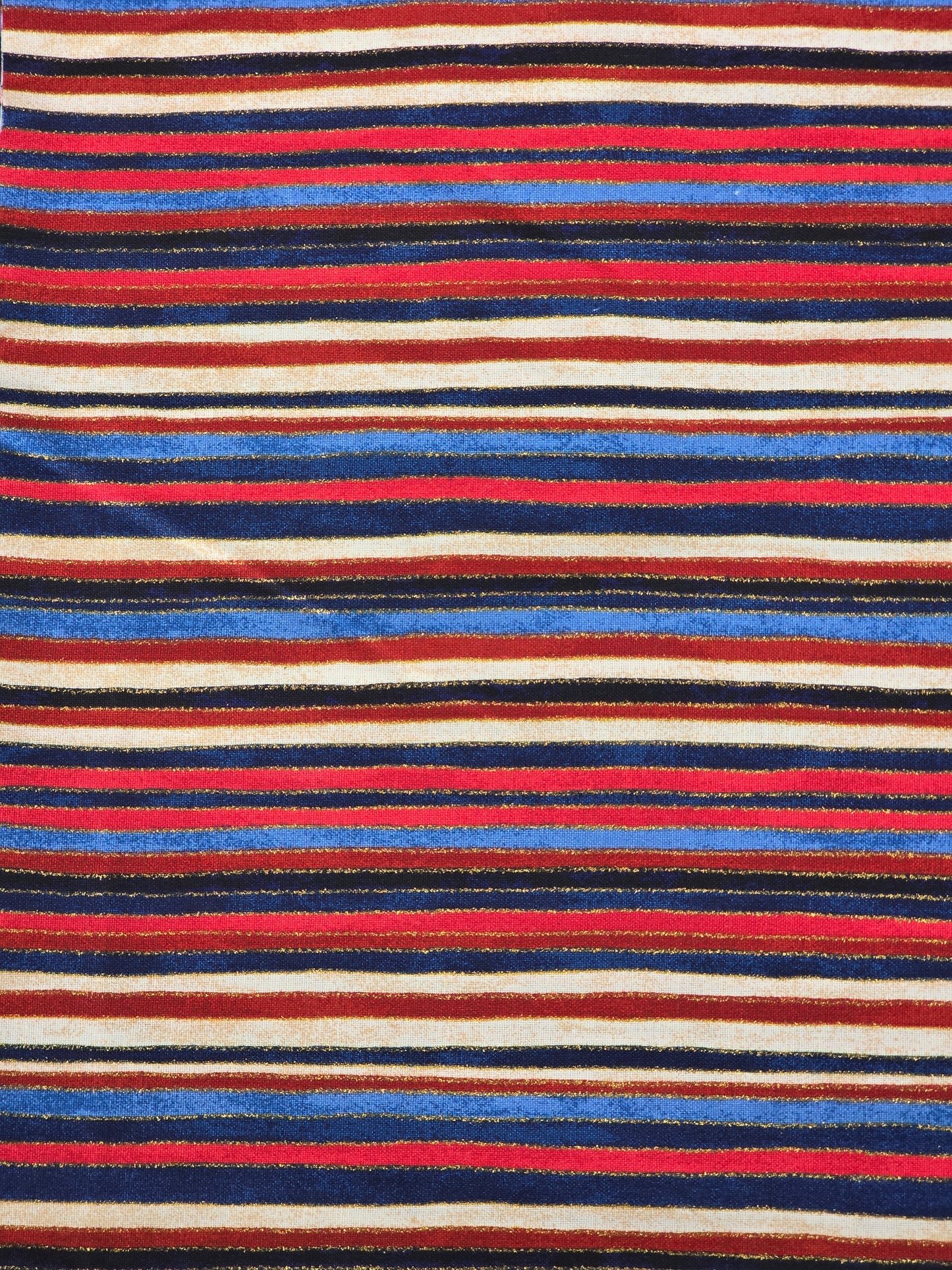 Fabric Traditions - Red, White and Blue Metallic Stripe - Quilting Fabric - 1 Yard