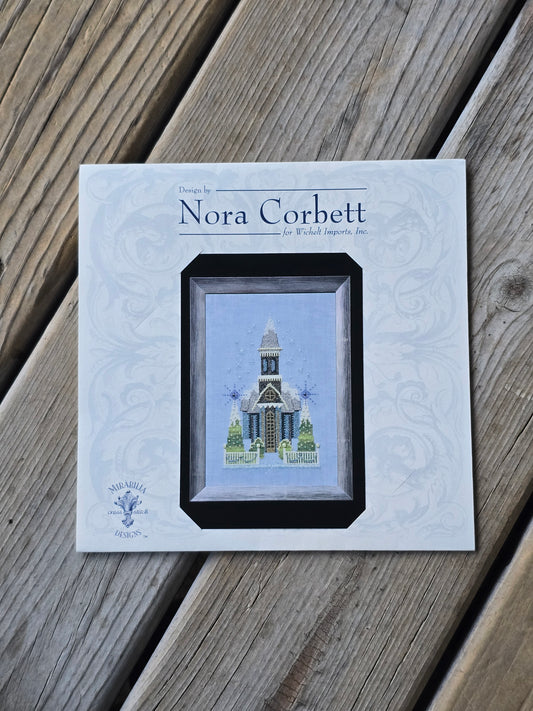 Mirabilia - Little Snowy Blue Church - Cross Stitch Pattern