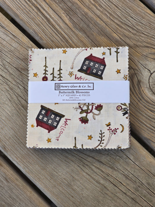 Henry Glass & Co., Inc - Buttermilk Blossoms - Charm Pack