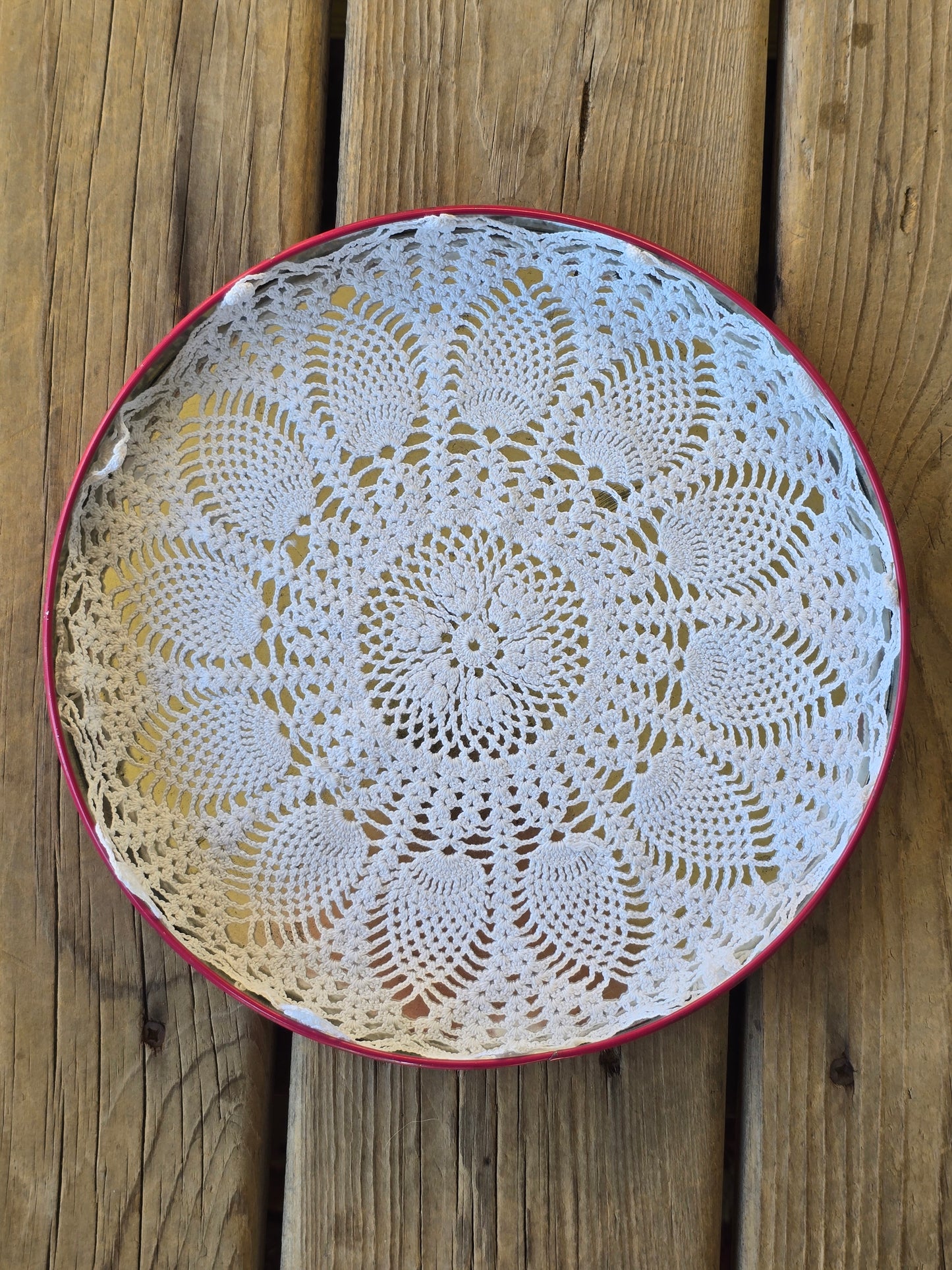 Vintage Round Floral Tin with Buttons