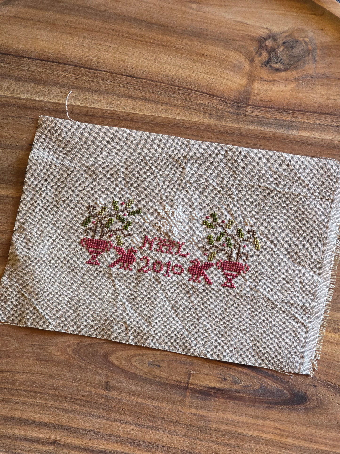 Unknown Designer - Snowflake and Urn Sampler- Completed Cross Stitch