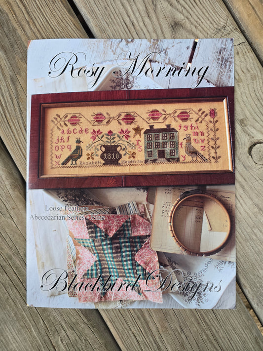 Blackbird Designs - Rosy Morning - Loose Feathers Abecedarian Series - Nine - Cross Stitch Pattern