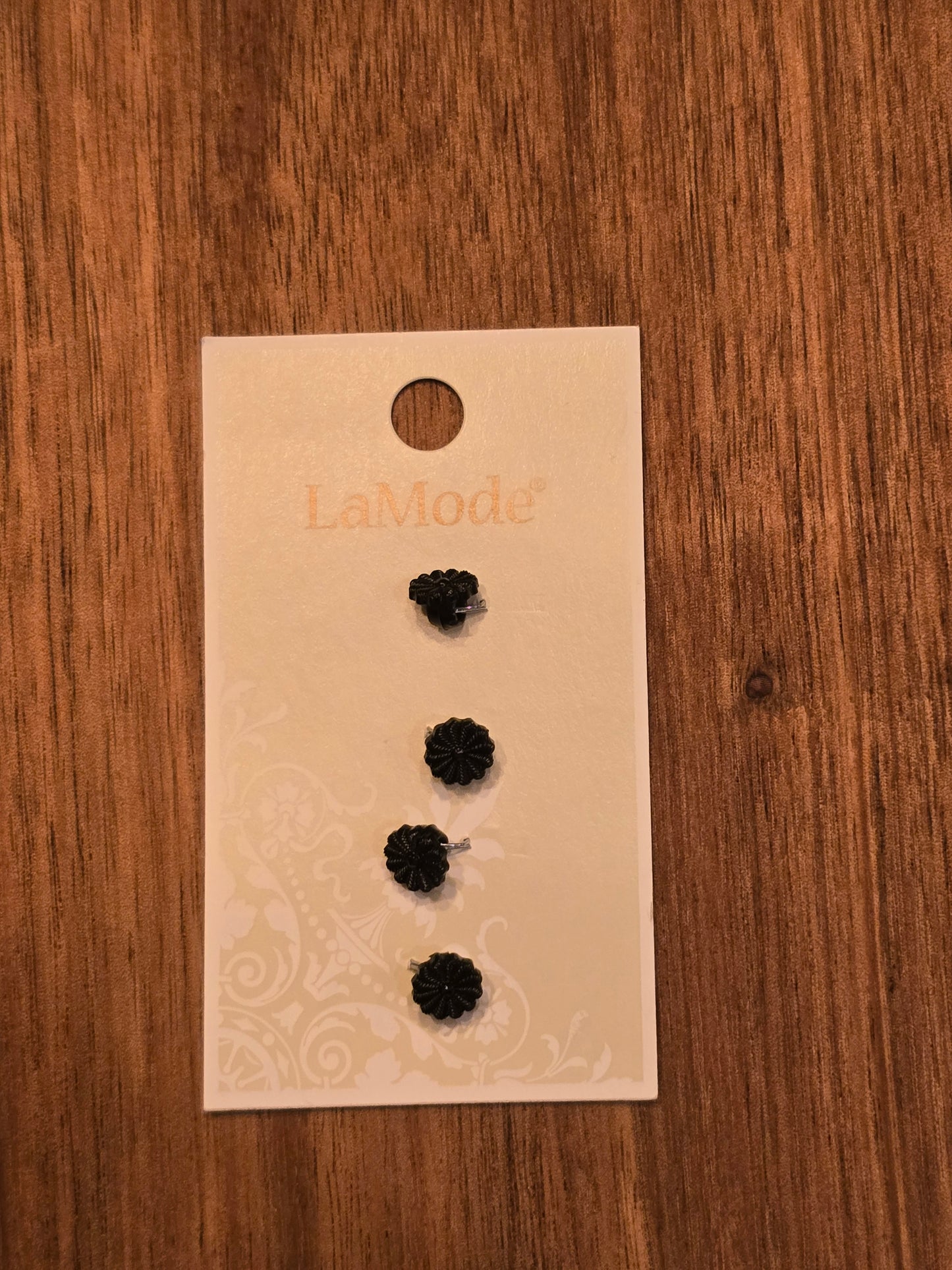 LaMode - Black Flower Shaped Buttons - 7/16" or 1/4"