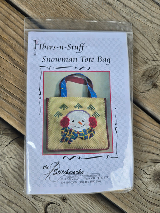 The Stitchworks - Fibers-n-Stuff - Snowman Tote Bag - Cross Stitch Kit