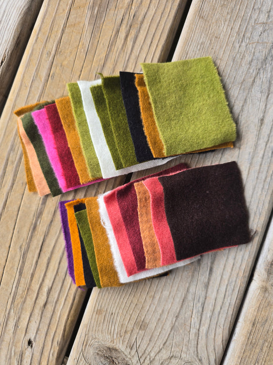 Petals and Blooms - Hand-Dyed Wool Grab Bags - 24 3" Squares