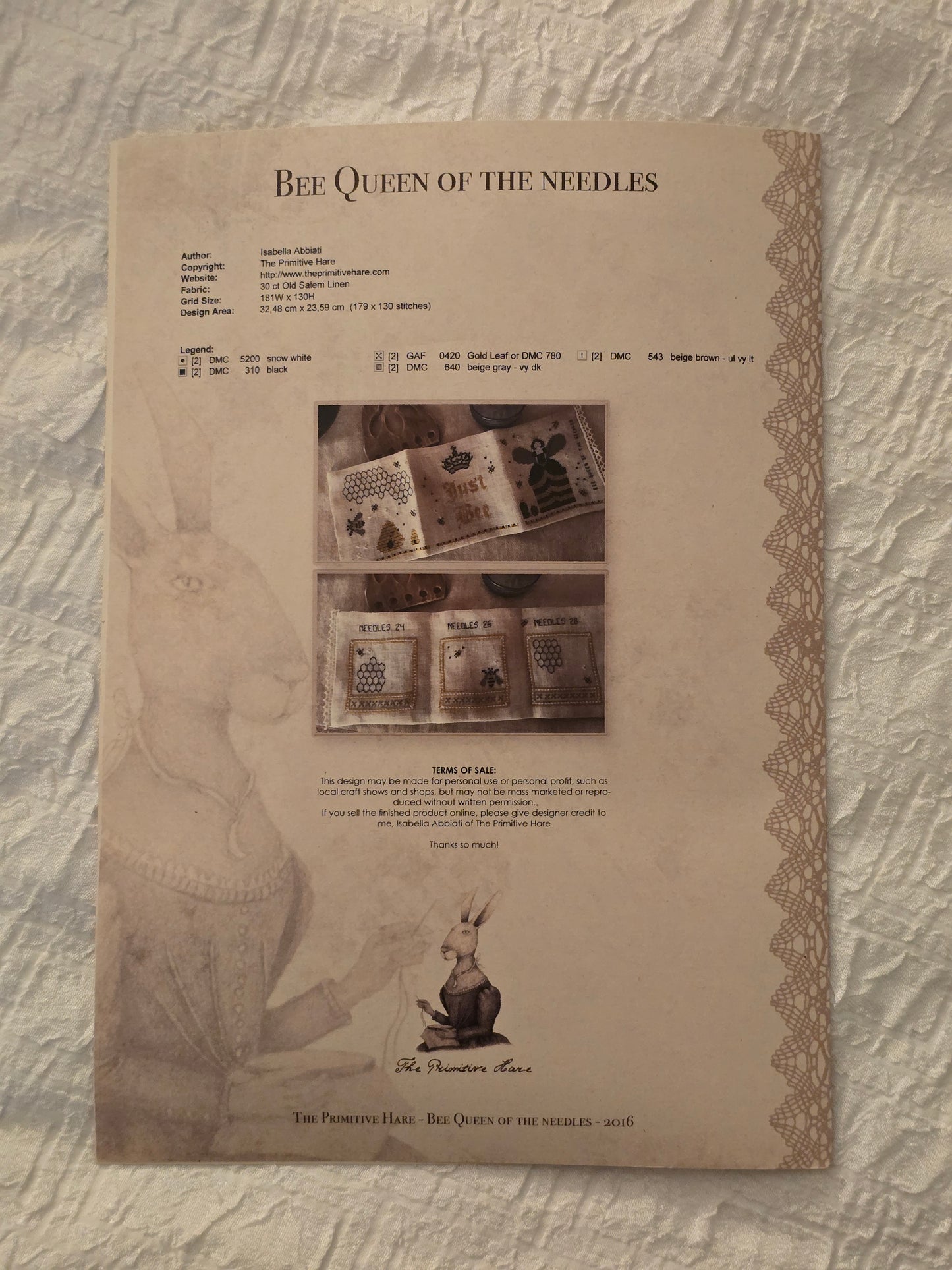 The Primitive Hare - Bee Queen of the Needles - Cross Stitch Pattern - Nashville Needlework Market 2026