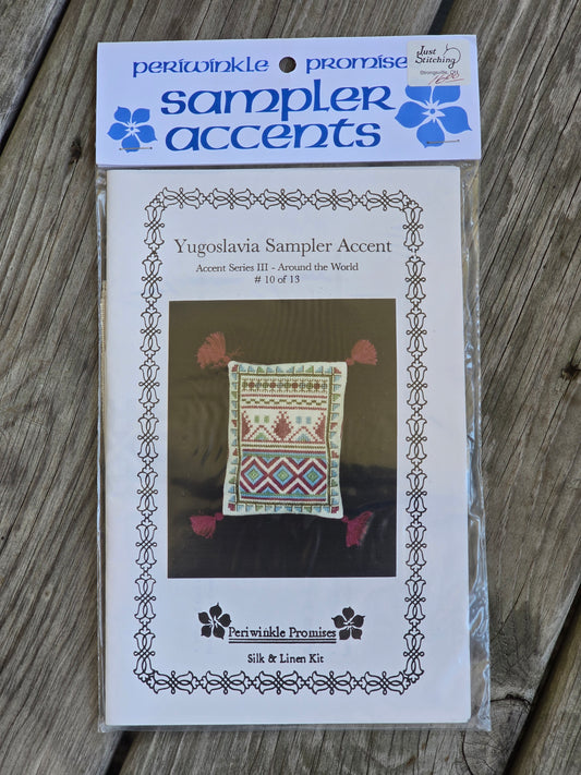 Periwinkle Promises - Yugoslavia Sampler Accent - Sampler Accents - Cross Stitch Kit