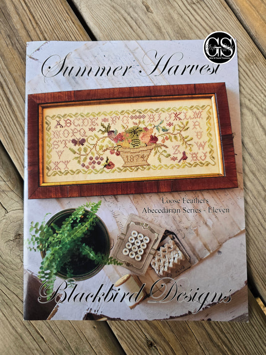 Blackbird Designs  - Summer Harvest - Loose Feathers Abecedarian Series - Eleven - Cross Stitch Pattern