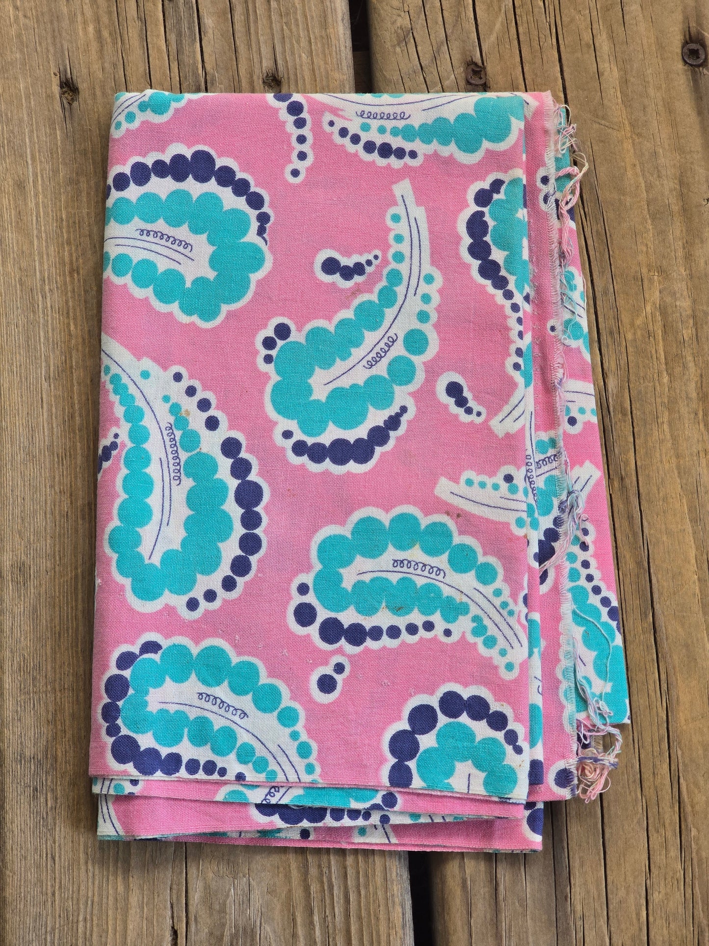 Pink, Mint and Blue Paisley - Linens - Feed Sack