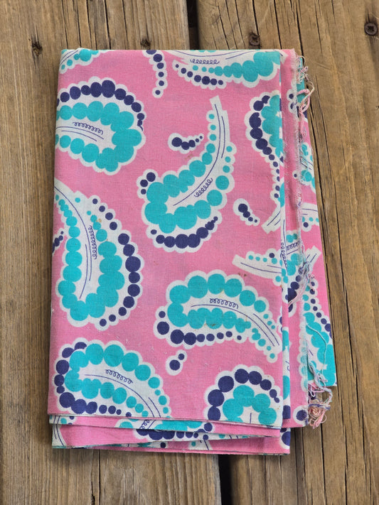 Pink, Mint and Blue Paisley - Linens - Feed Sack